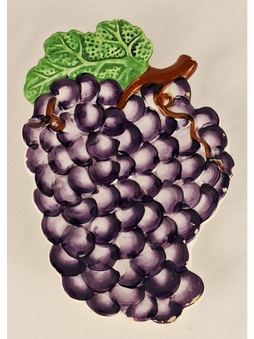 VTG W.C.L. Ceramic Purple Grapes Spoon Rest Green Leaf Hand-Painted